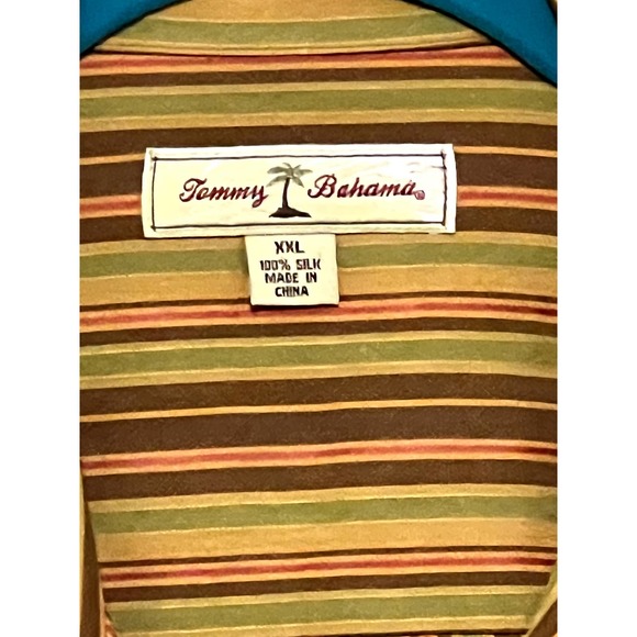 Tommy Bahama Silk Striped Resort wear XXL Short Sleeve Shirt - Picture 3 of 6